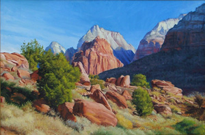ken corbett oil painting--local artist--Gateway to Zion